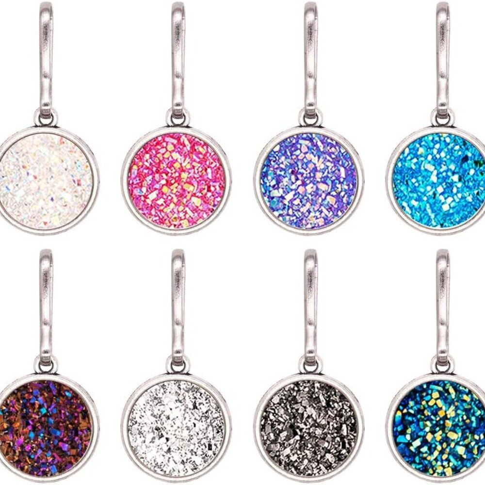 8 Pack Zipper Pulls Charms, Bright Colors Replacement Bling Zipper Pulls, Bling